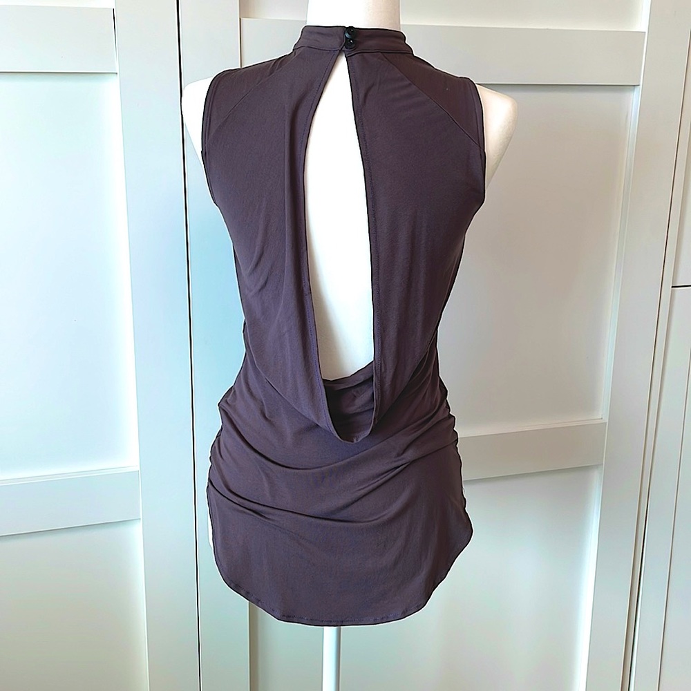 Gray open back top
